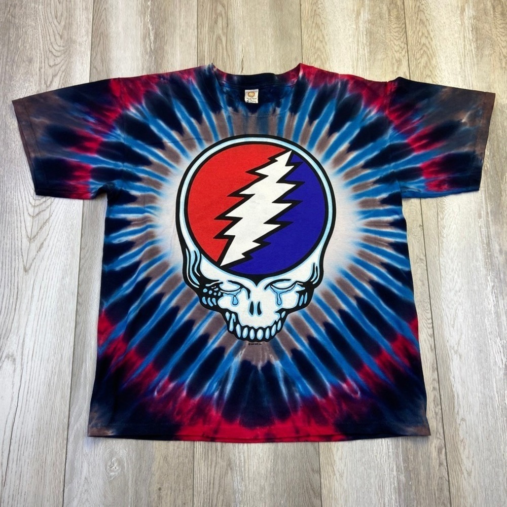 VINTAGE Grateful Dead Shirt Mens Medium Blue Red Fare Thee Well Tour Sundog 90's